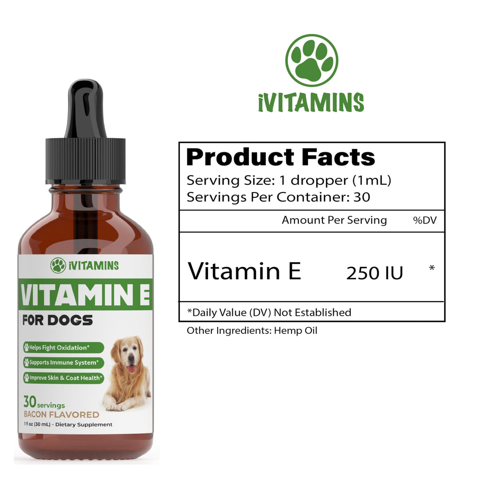 iVitamins Vitamin E for Dogs drops pour for easy dosing