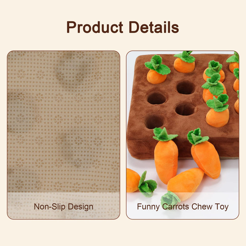 IVVIQQ Carrot Snuffle Mat uses plush sponge and organic cotton for safe play