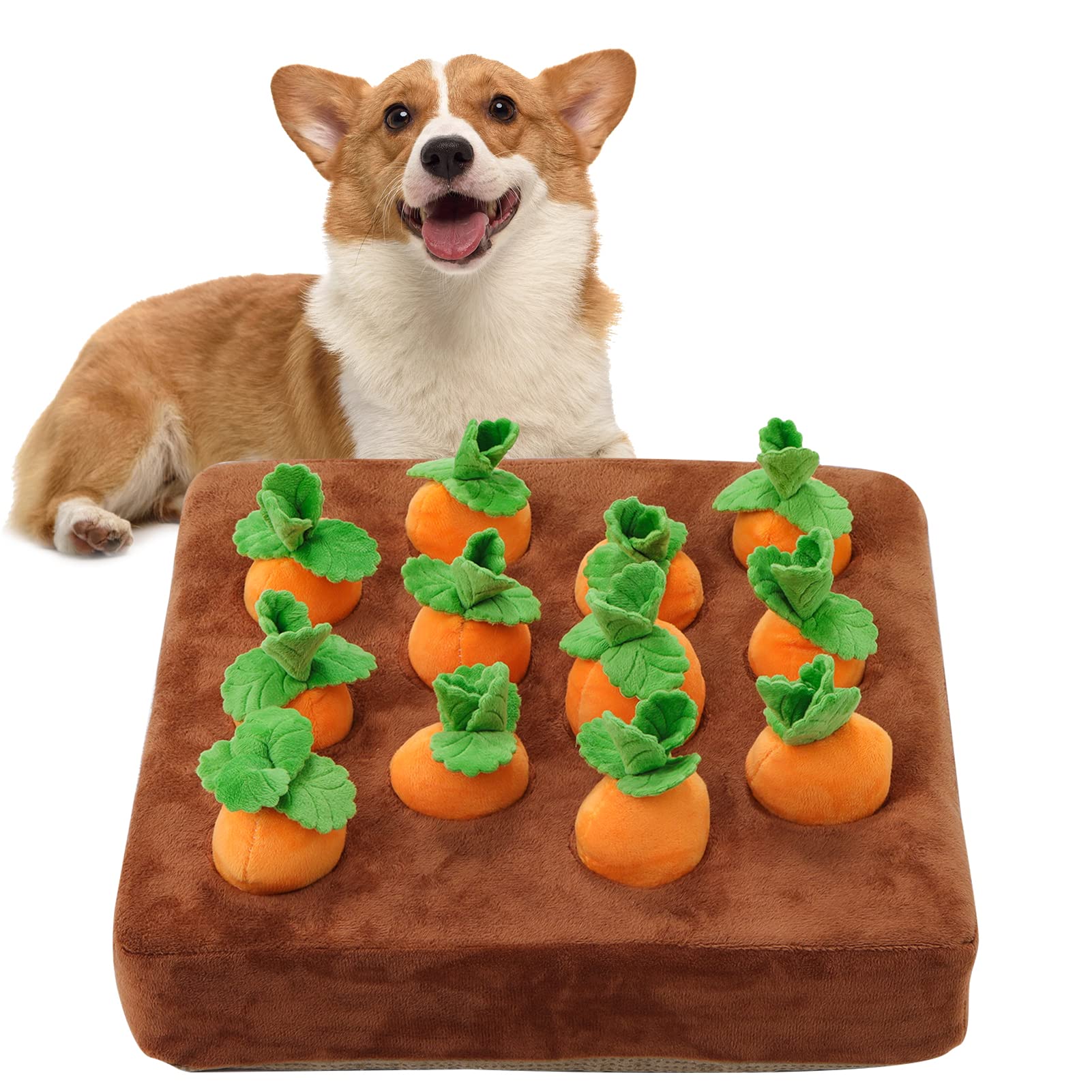 IVVIQQ Carrot Snuffle Mat overview: compact 15x15 inch indoor enrichment