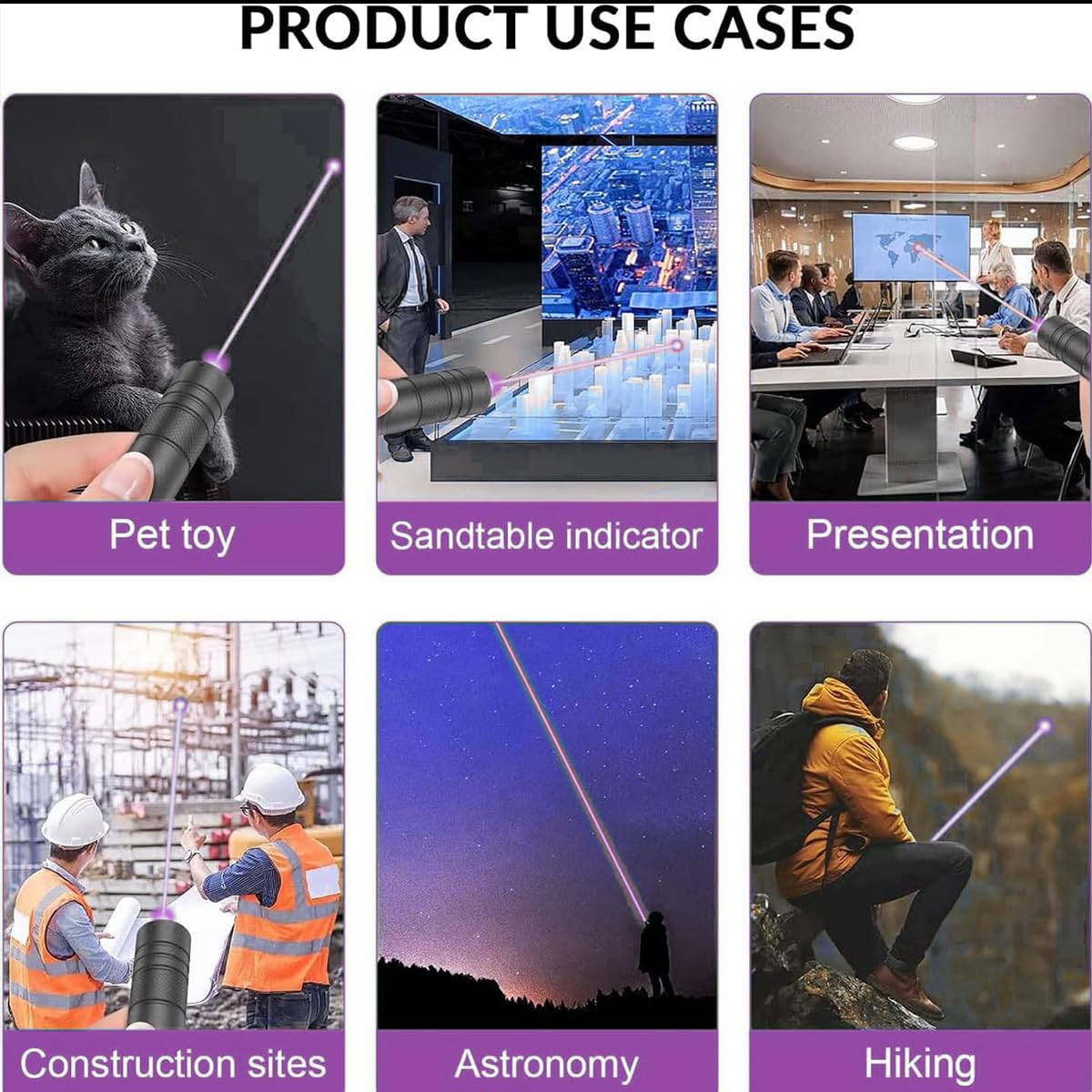 IVVTRYI Purple Laser Pen portable design with anti-loss cord for on-the-go play.