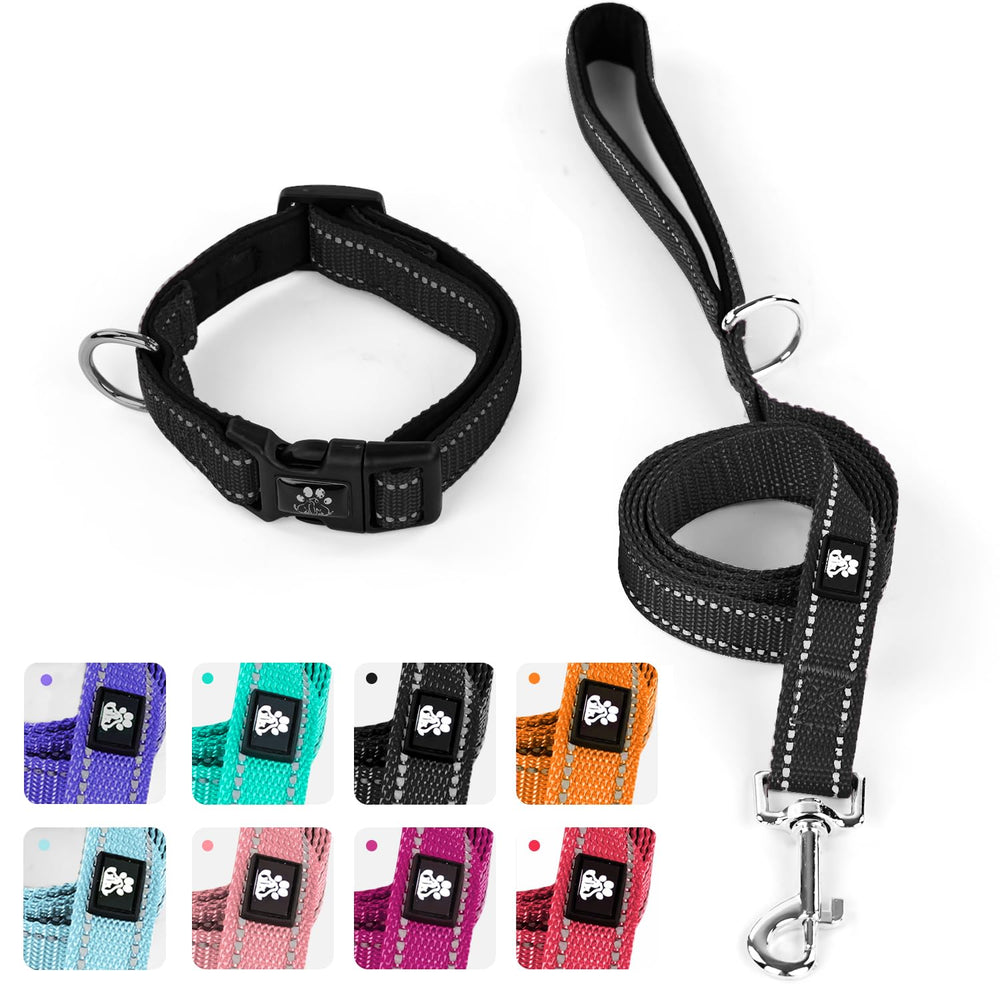 IVY&LANE reflective collar closeup shows night visibility for safer evening walks.