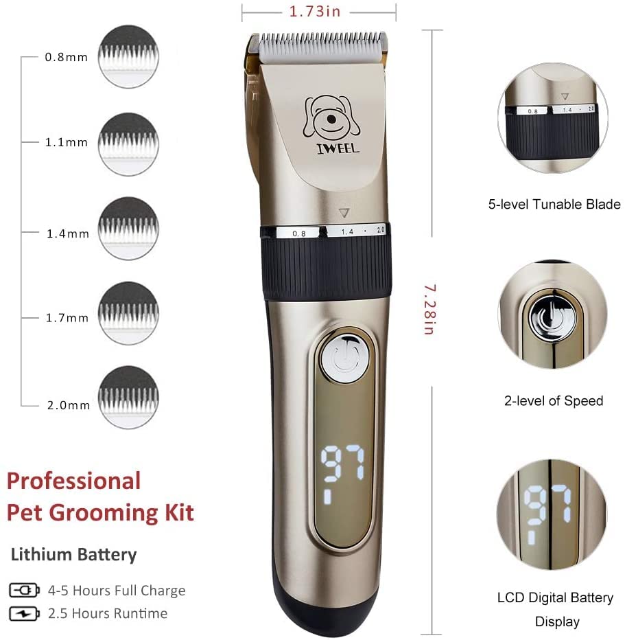 IWEEL dog clippers close-up blades ceramic and stainless steel for durability
