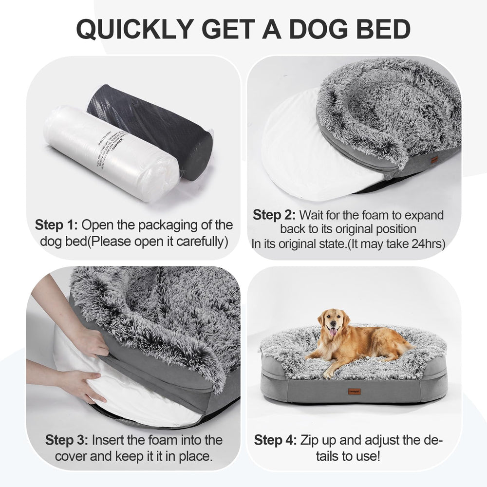Iweepet bed placed in living room creates a cozy dog-friendly space.
