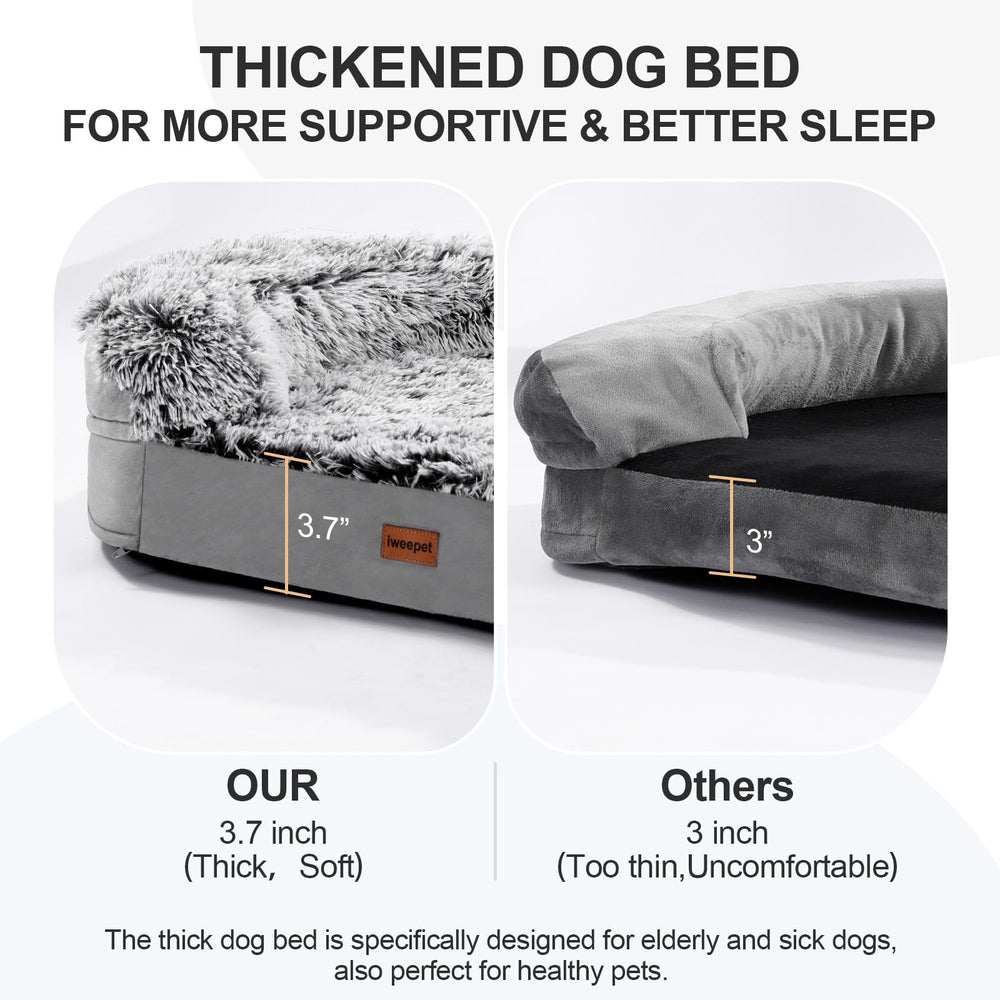 iweepet bed reinforced bolster supports head and neck for restful naps.