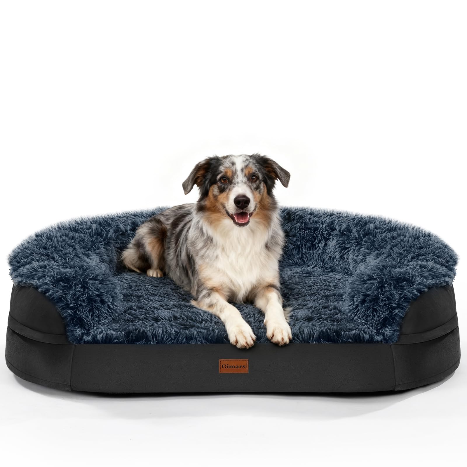 iweepet black dog bed oval front view highlights roomy space for large dogs' restful naps