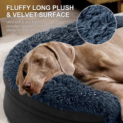 iweepet black dog bed oval memory foam close-up emphasizes 28D memory foam and comfort