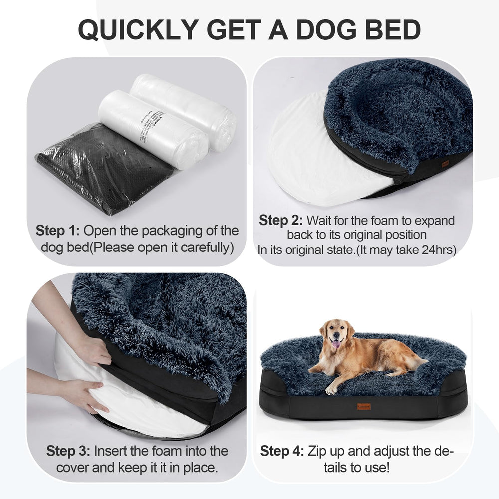 iweepet black dog bed oval removable cover view reinforces easy maintenance for pet parents