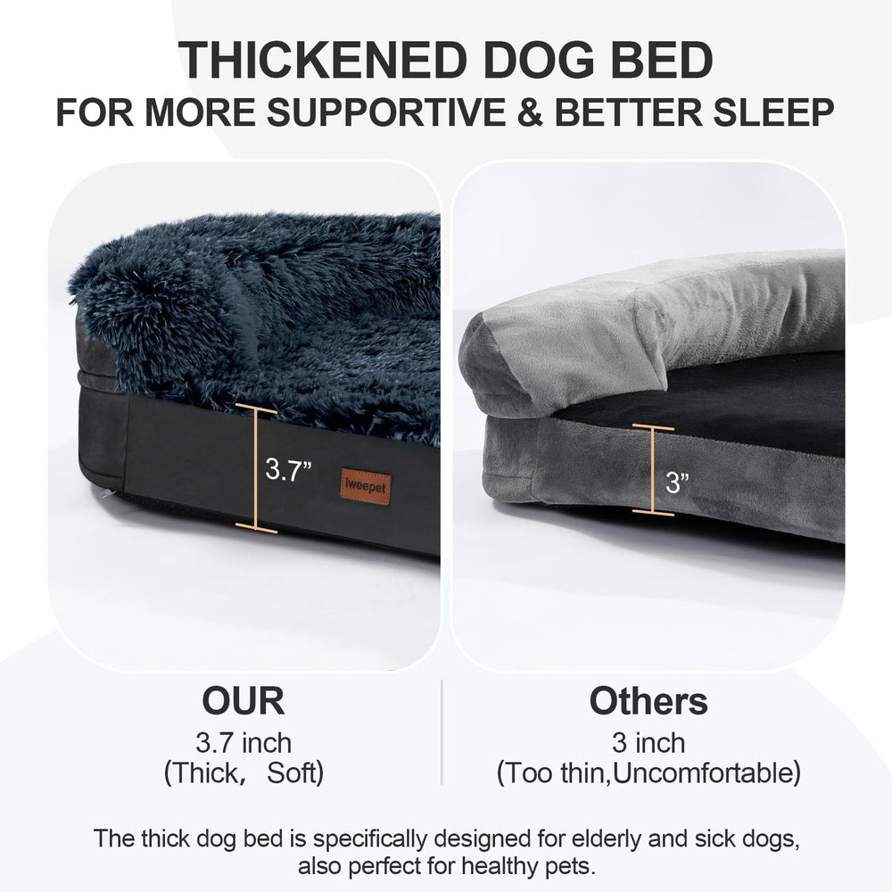 iweepet black dog bed oval cover closeup demonstrates removable cover for easy washing