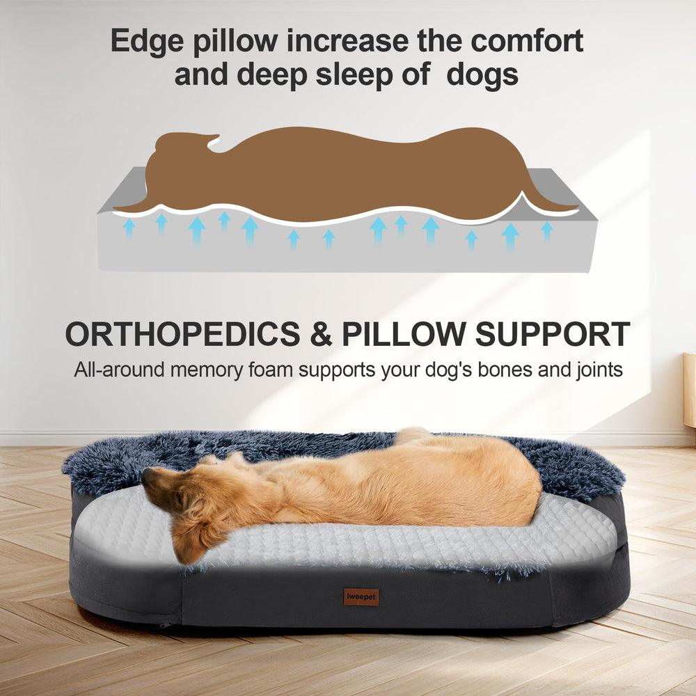 iweepet black dog bed oval waterproof lining image shows protected foam against accidents