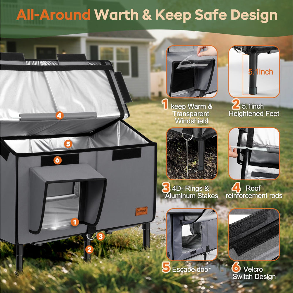 iweepet cat house escape door feature adds quick retreat when needed.