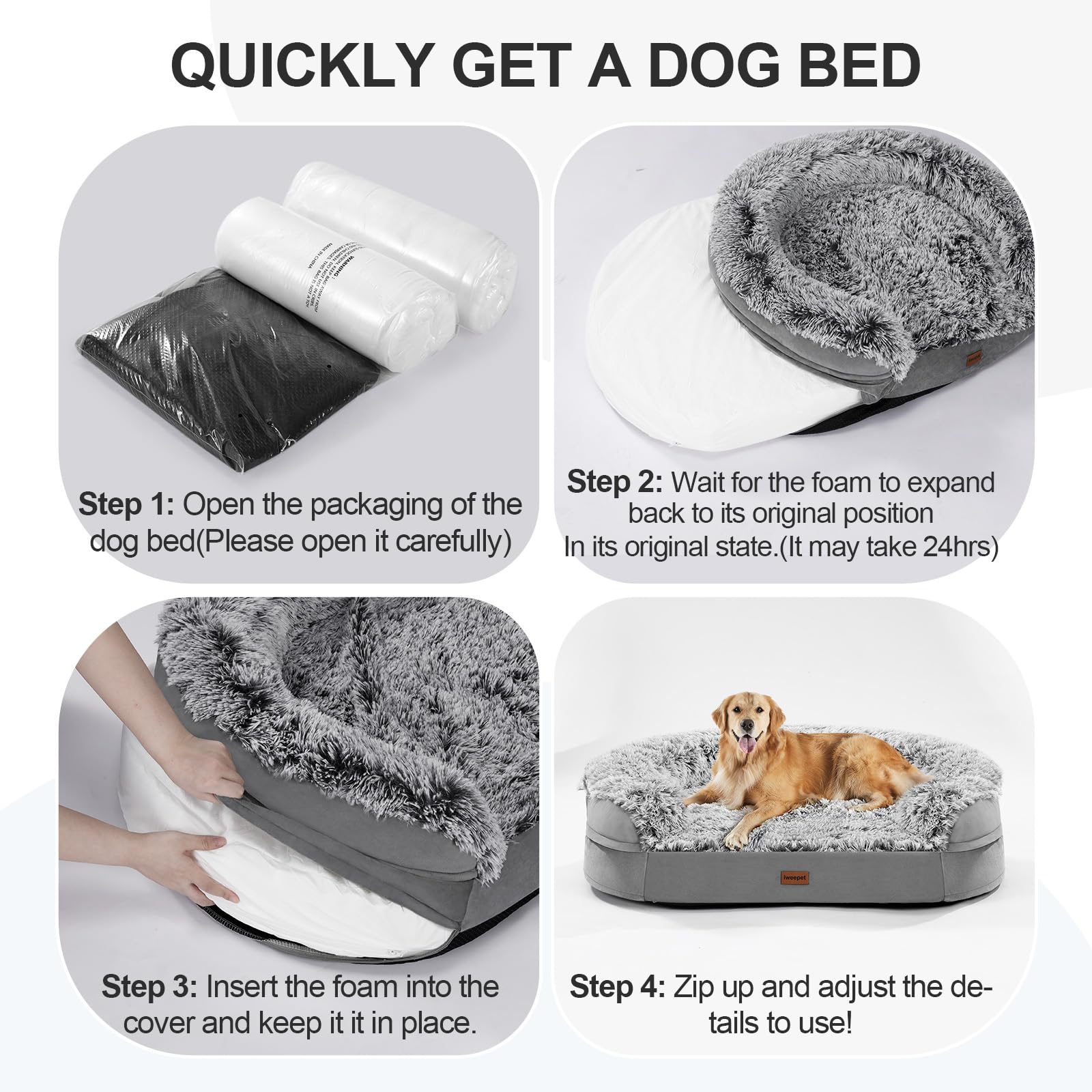 Iweepet bed in a cozy home scene suitable for puppies and seniors
