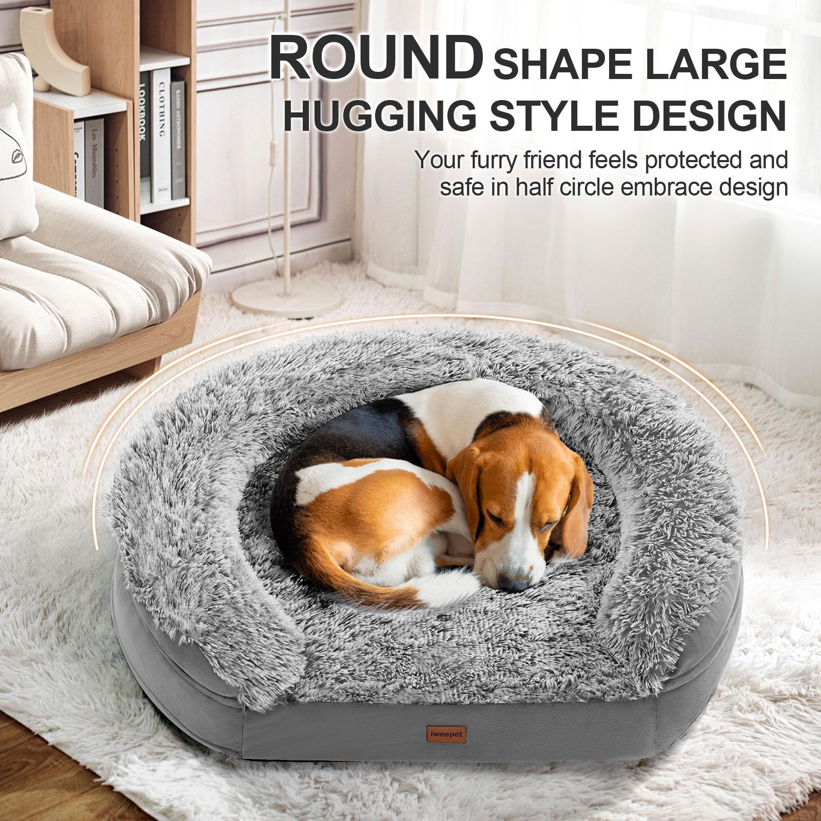 Iweepet half-round design bed offers secure, cozy sleep for small and sensitive dogs.