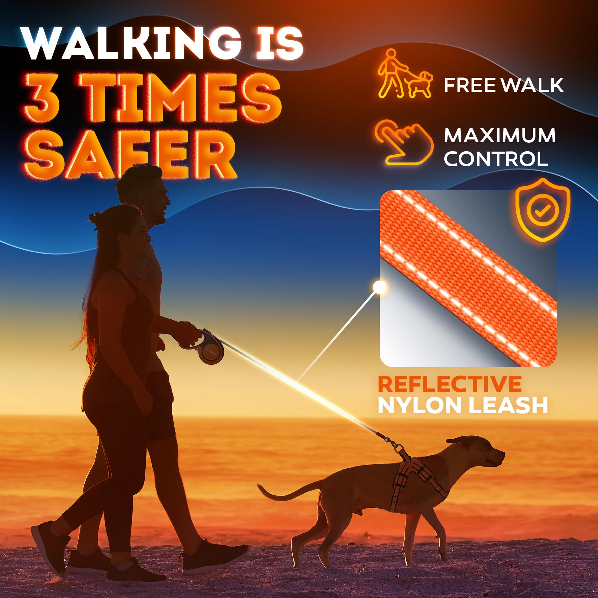 IWOOFI suitable for dogs up to 110 lbs supports safe outdoor adventures