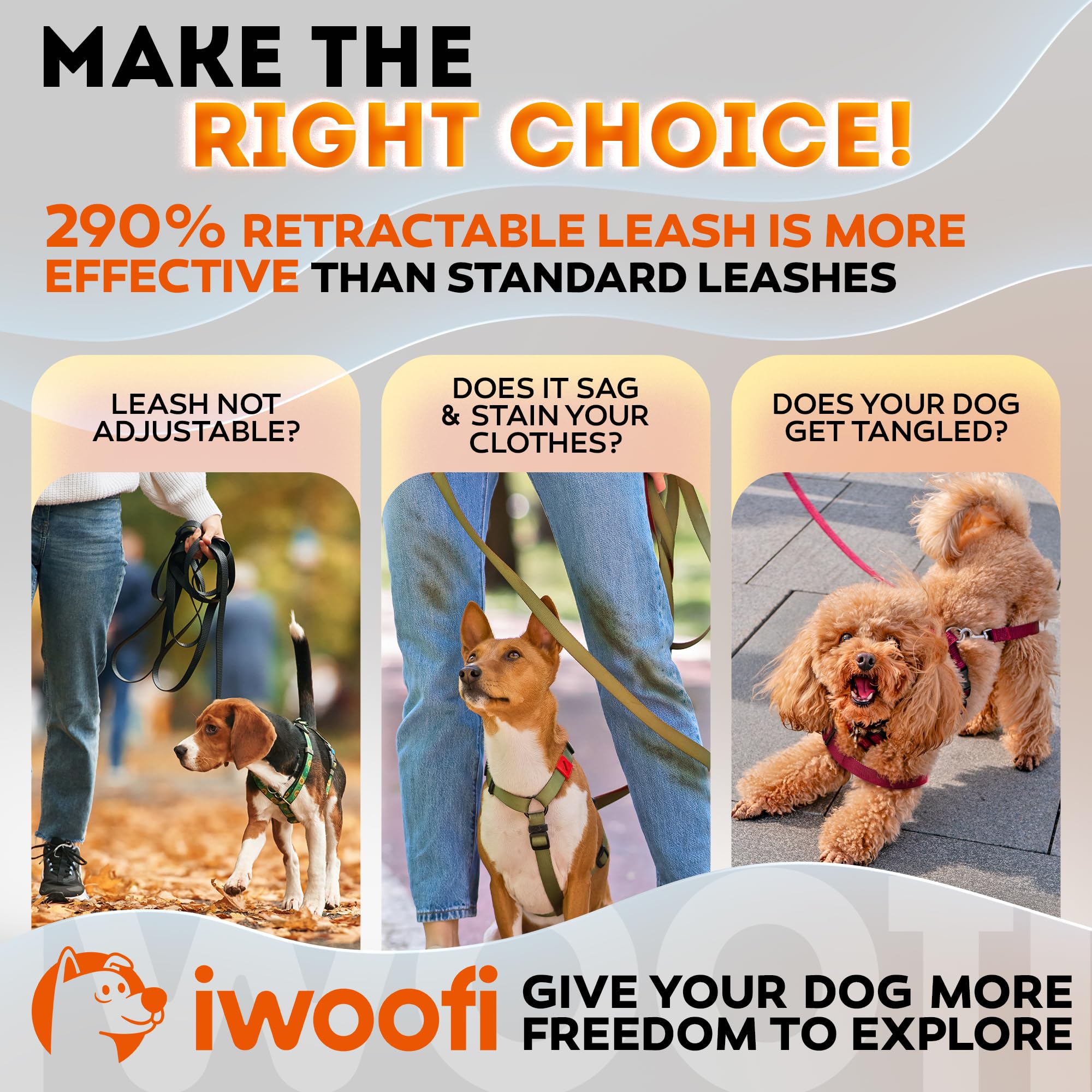 IWOOFI close-up shot highlights sturdy shell and secure grip for reliable walks