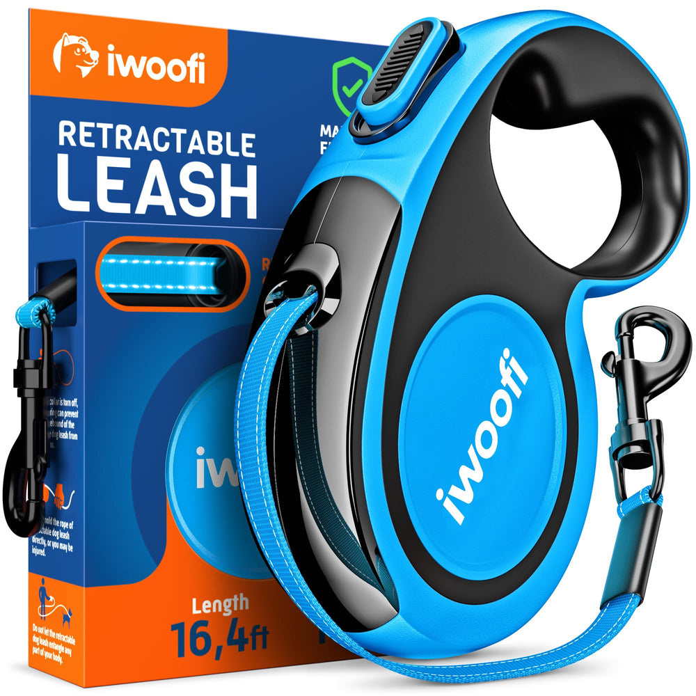 IWOOFI retractable leash 16.4ft in action providing controlled, comfortable walks