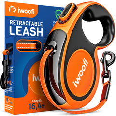 IWOOFI retractable leash with 360-degree swivel for smooth, tangle-free walks.