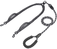 iYoPets double dog leash with 360 swivel reduces tangling during two-dog walks.
