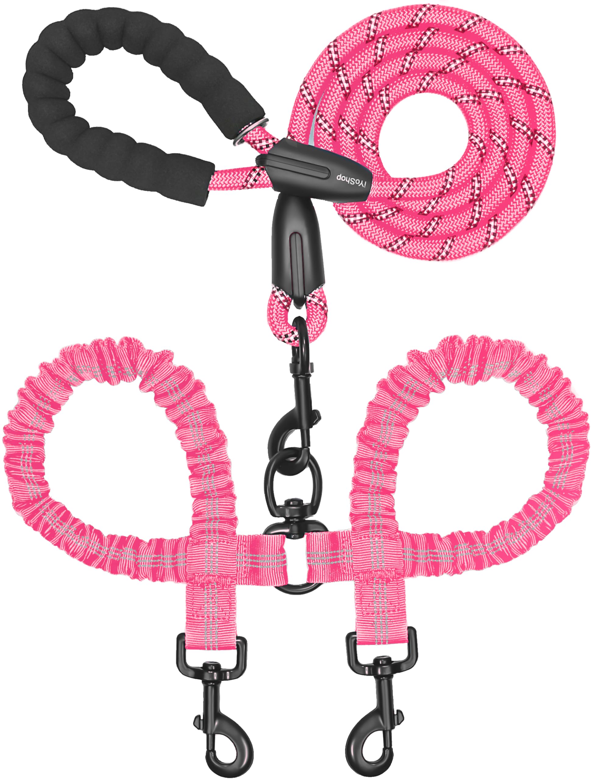 iYoShop Dual Dog Leash 360° swivel keeps dogs moving without tangling.