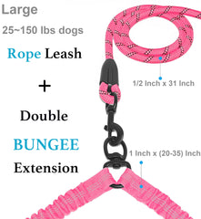 iYoShop Dual Dog Leash with double bungee extension demonstrates adjustable range for active dogs.