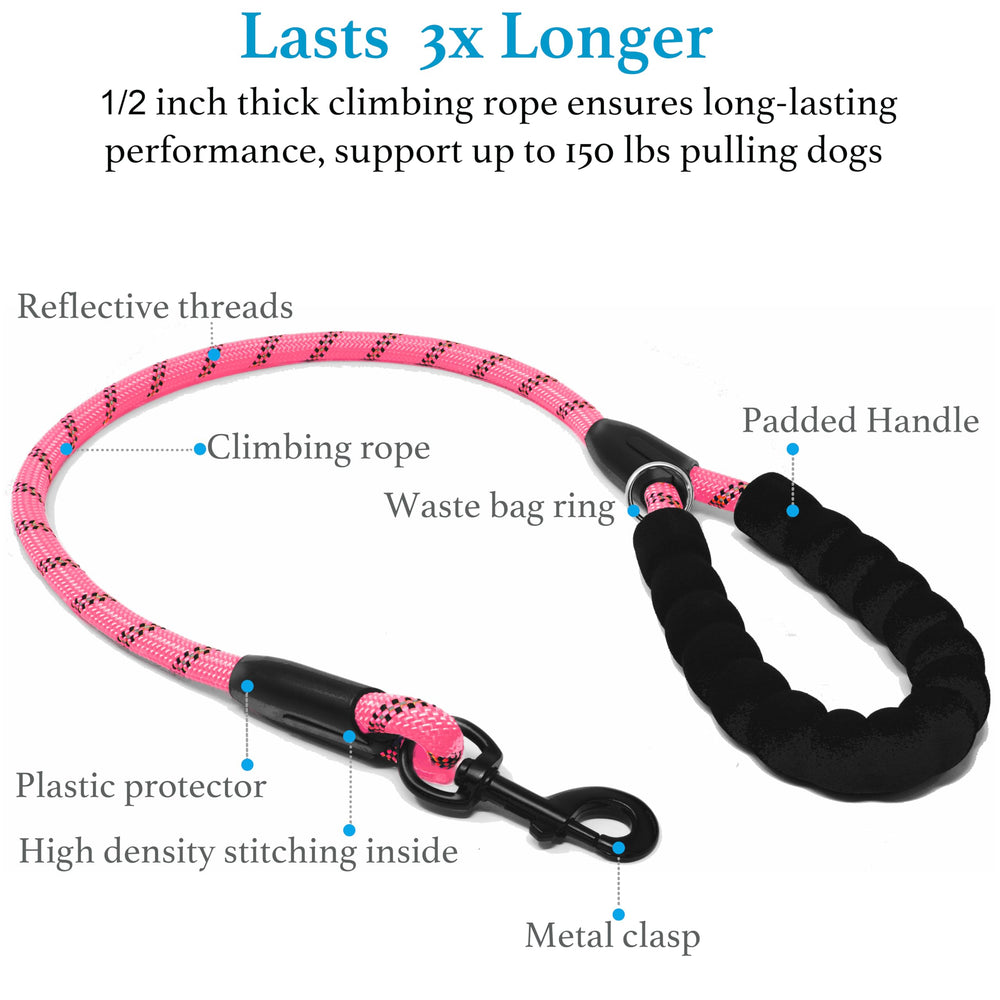 iYoShop Durable leash shows climbing rope and nylon bungee for durability.