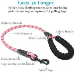 iYoShop dual dog leash bungee extension absorbs shocks for energetic dogs