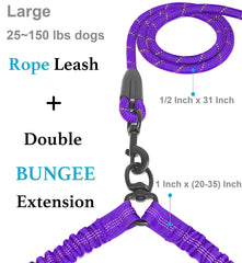 iYoShop Dual Dog Leash double-bungee-extension demonstrates adjustable length for front-and-side walking