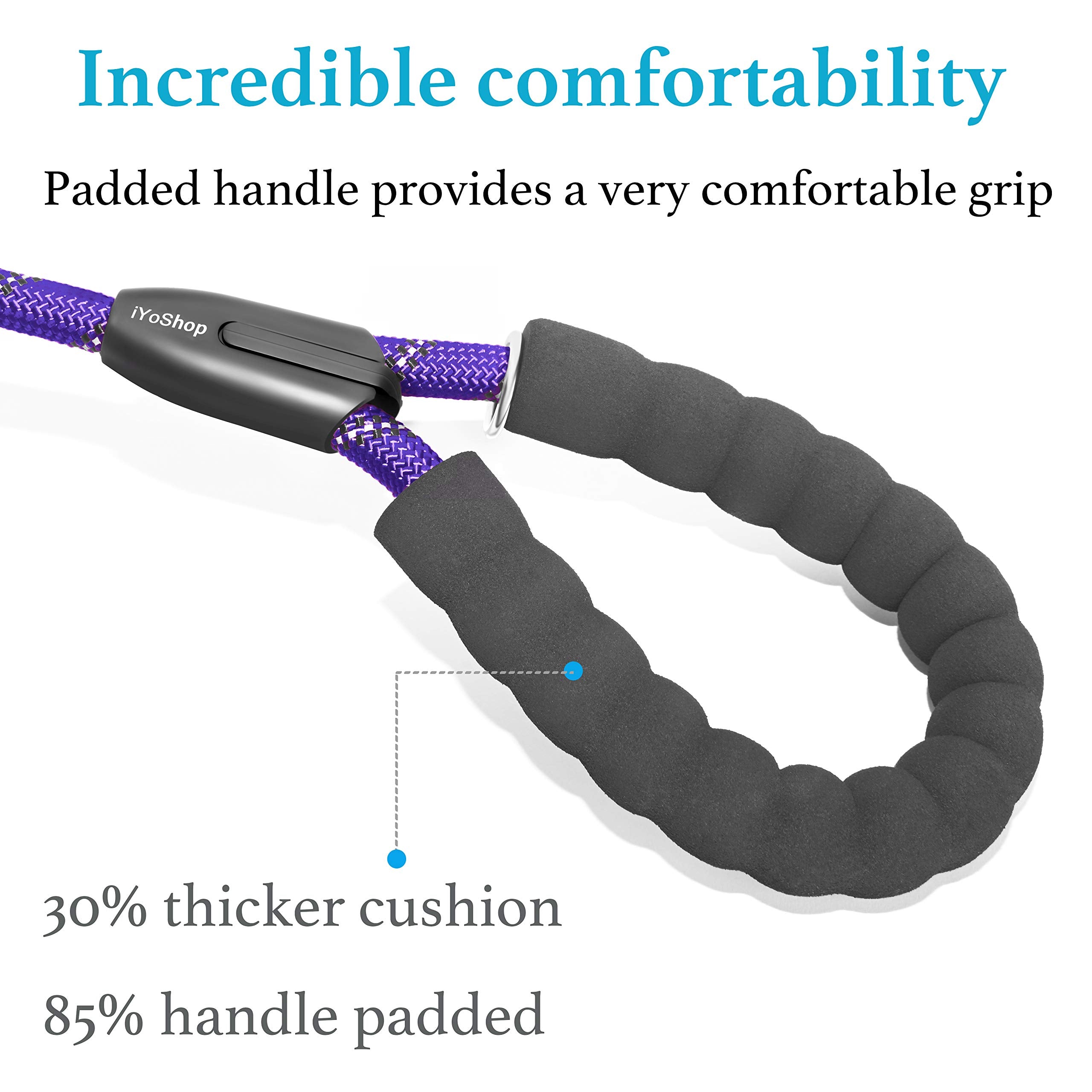 iYoShop Leash with shock-absorbing bungee softens quick movements for energetic dogs