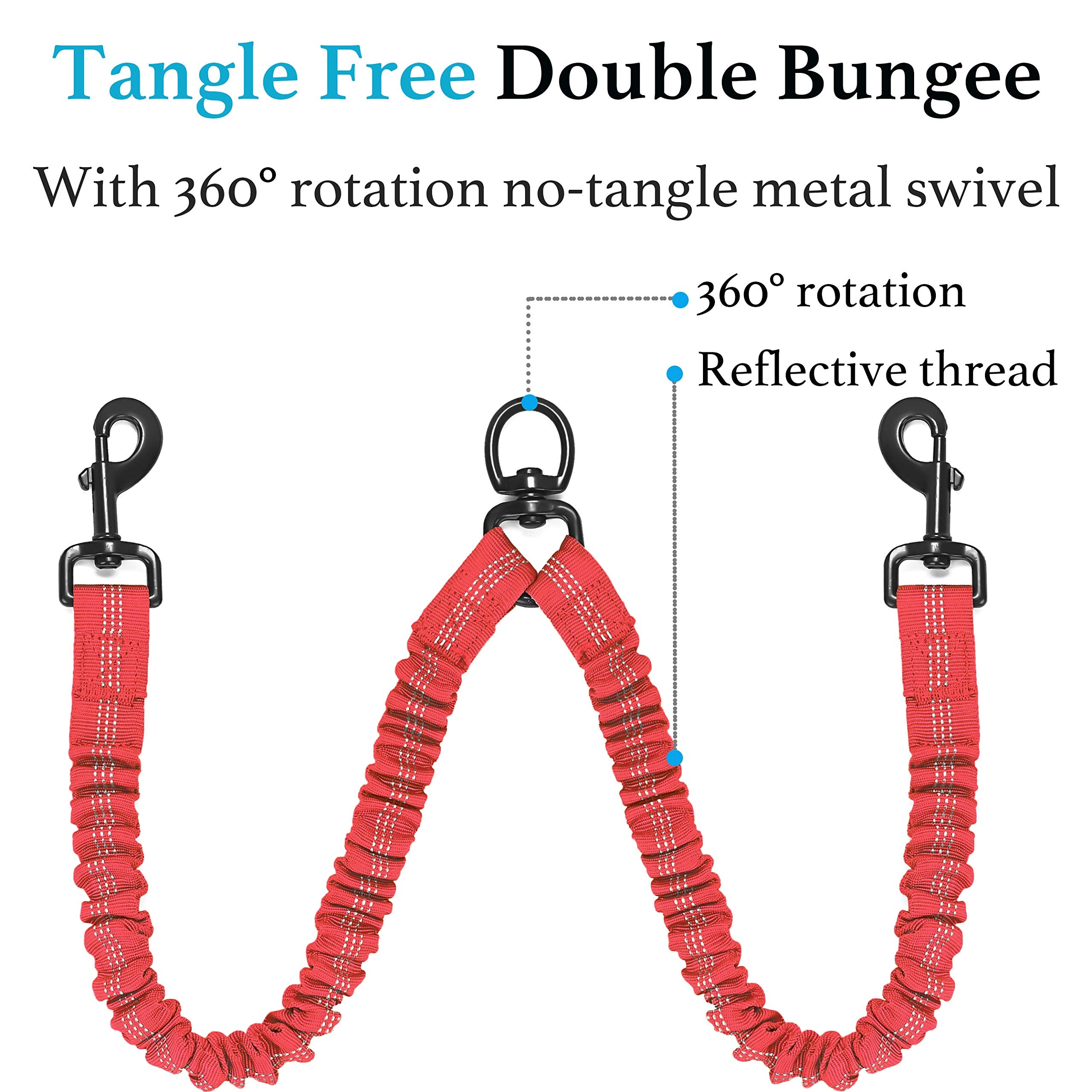 iYoShop Dual Dog Leash padded handles offer comfortable grip and rope-burn protection.
