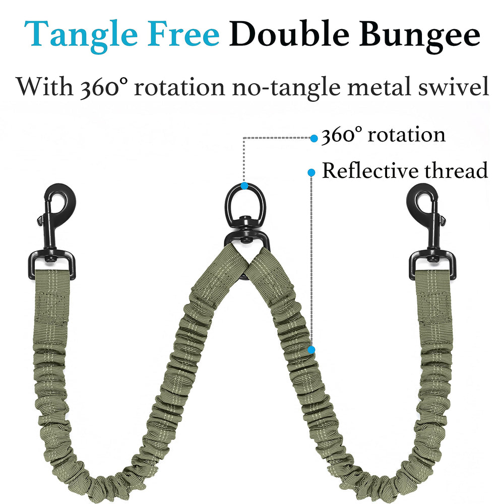 iYoShop two-dog leash supports up to 150 lbs with adjustable length.
