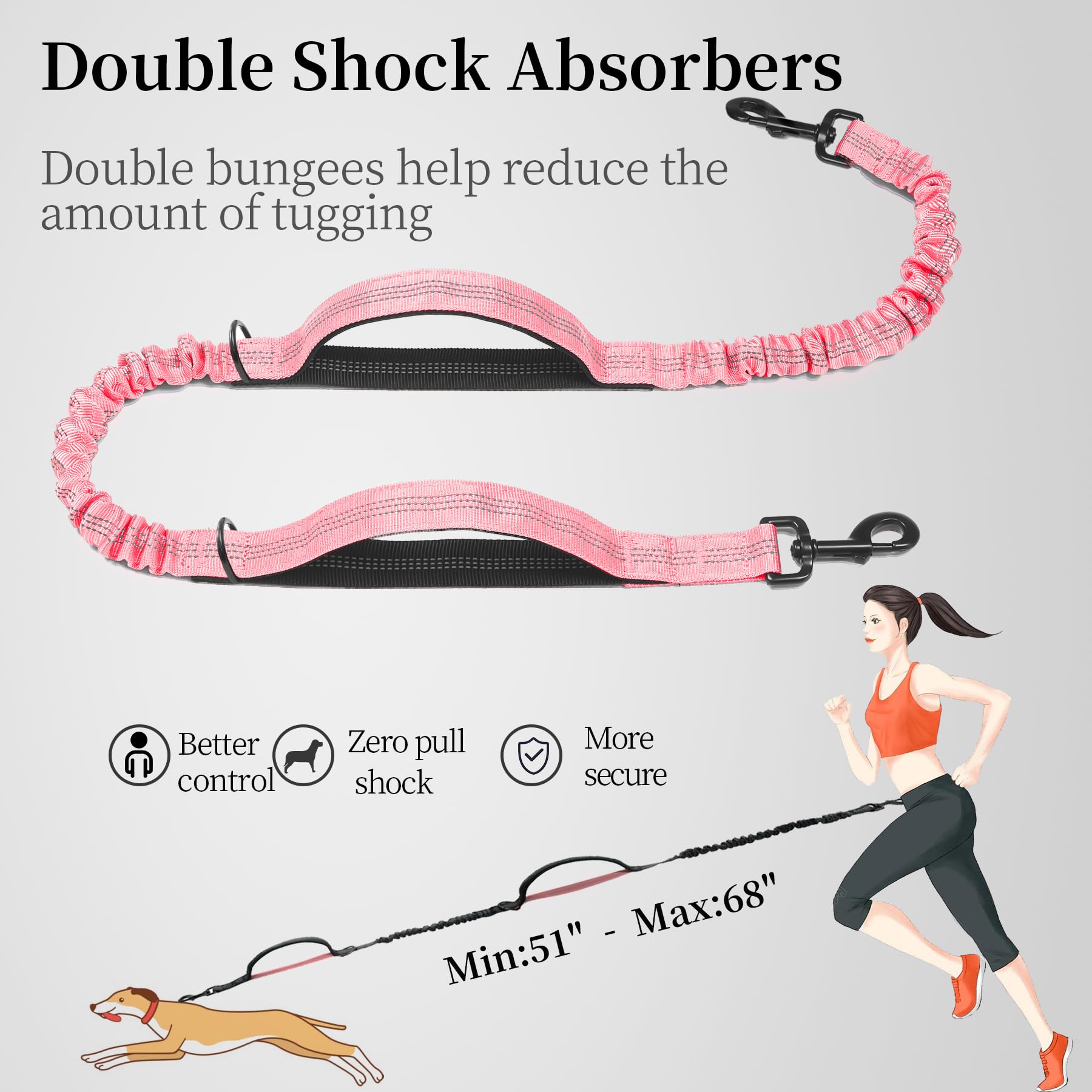iYoShop Hands Free Dog Leash traffic handle offers quick control in crowded areas.