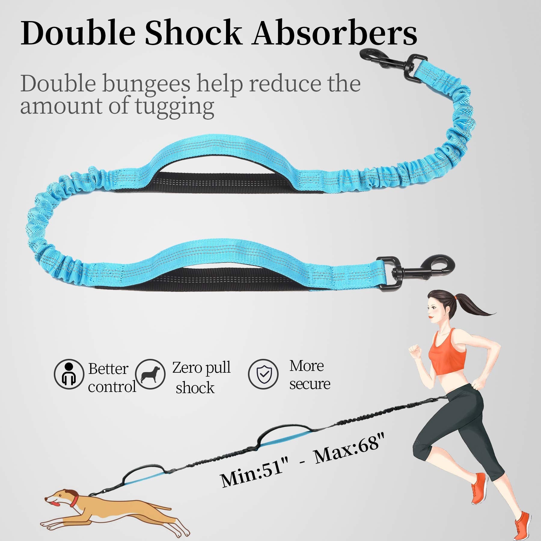 iYoShop waist-worn leash allows hands-free phone use and comfortable running.