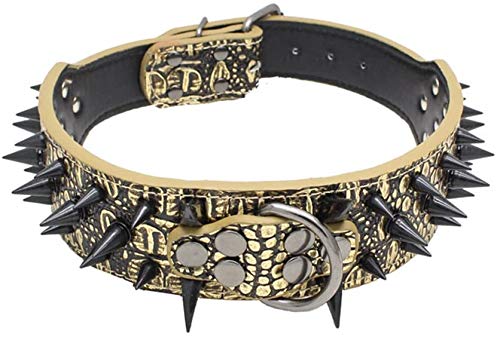 Izefia dog collar side view with spikes for bold protection and style.