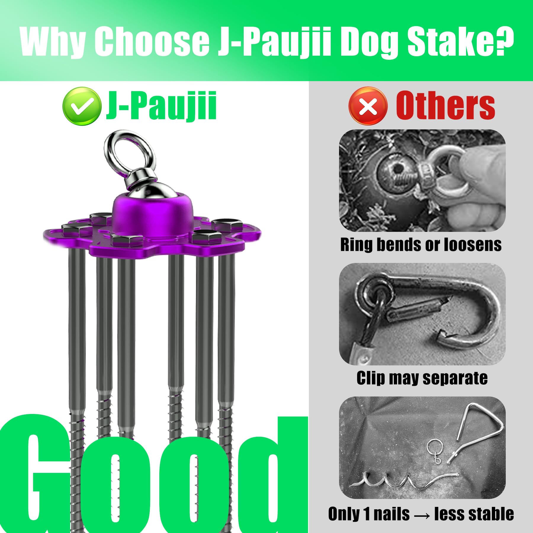 J-Paujii 360-degree swivel ball head prevents tangles for unrestricted play.