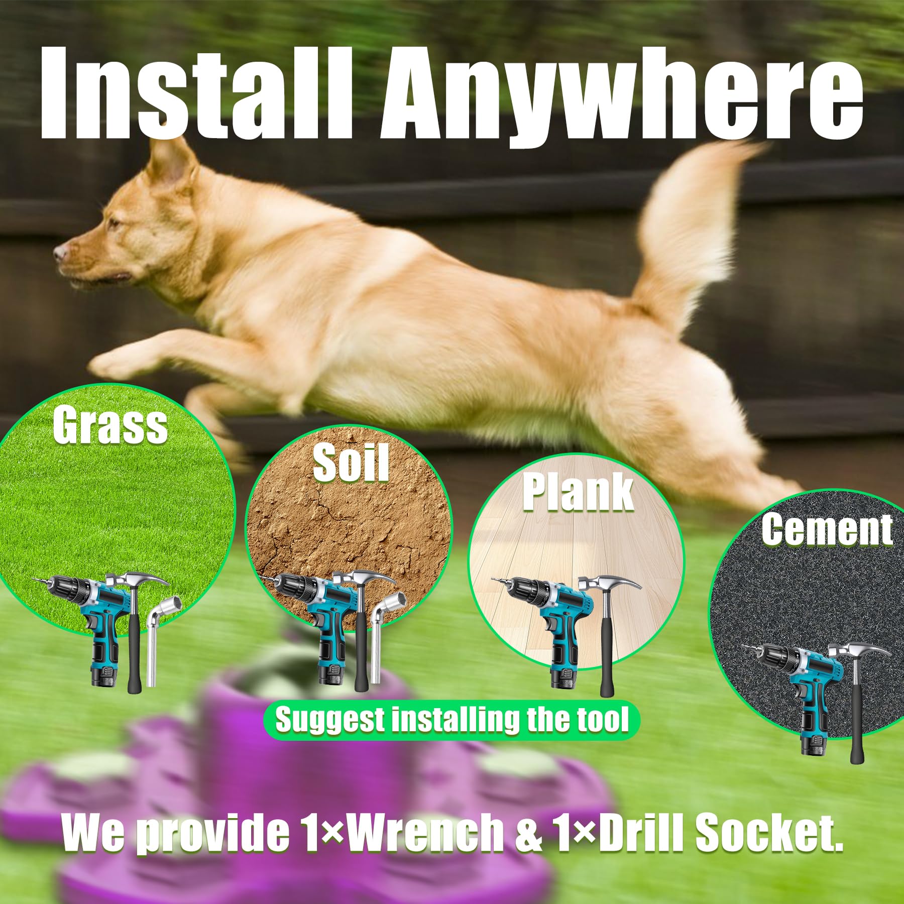 J-Paujii ground bolts secure sturdy anchors in grass or soil.