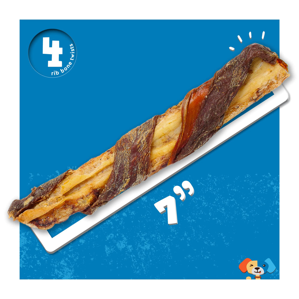 Jack&Pup Twist Beef Rib Bone in use—dog chew for entertainment and flavor.