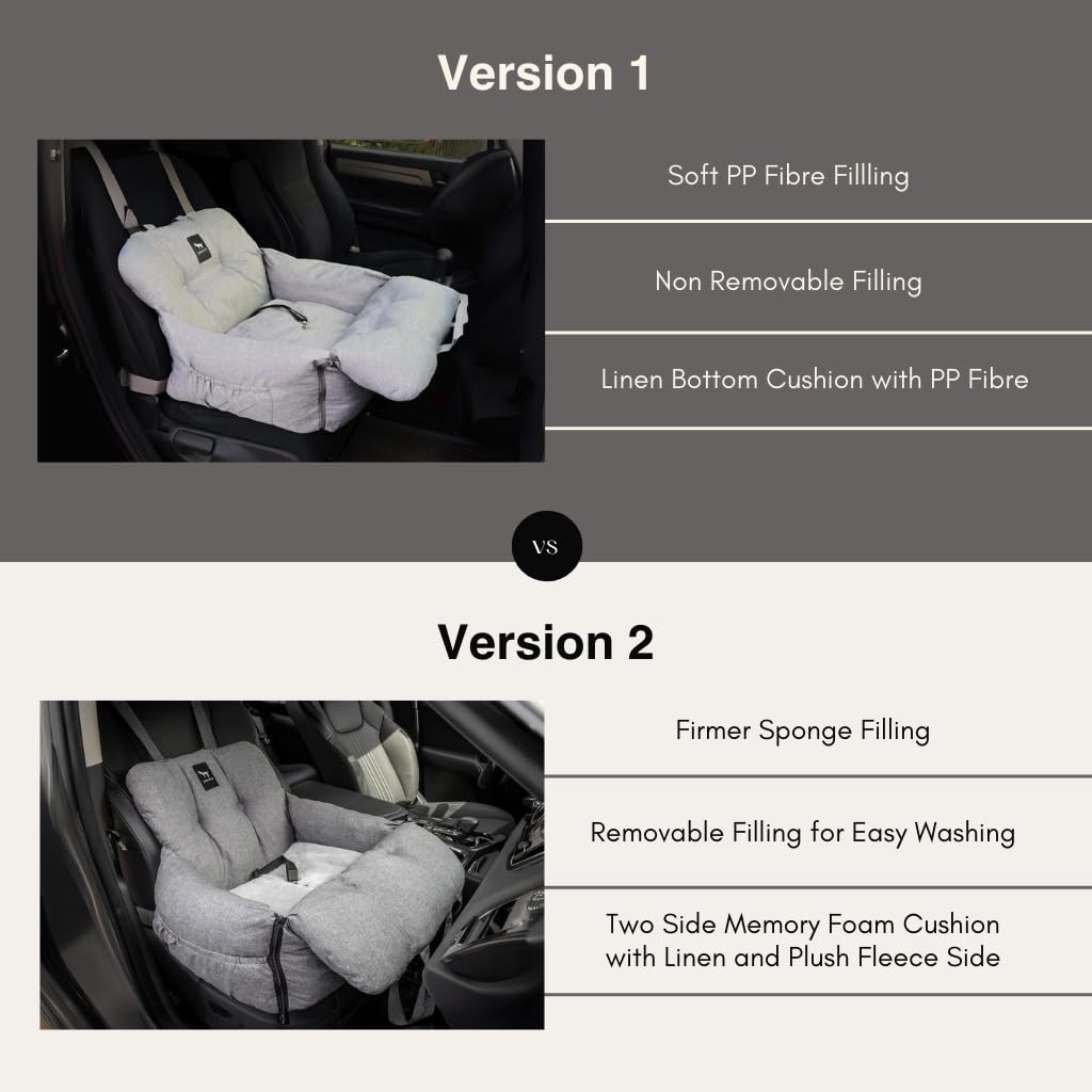 Jacko & Co Premium Dog Car Seat clip-on leash feature keeps pets secure.