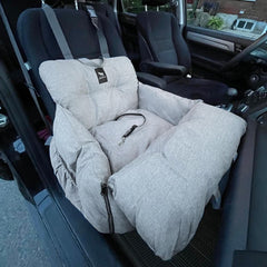 Jacko & Co Premium Dog Car Seat front view shows secure travel fit for small dogs.