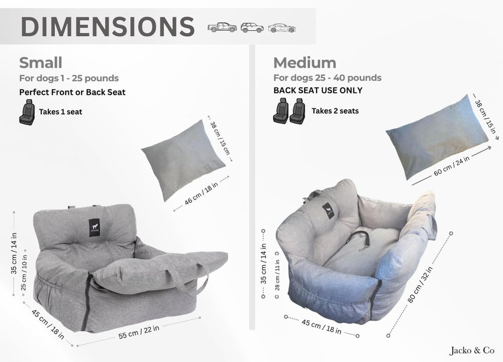 Jacko & Co Premium Dog Car Seat side-handle converts to a portable carrier.