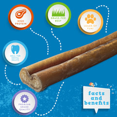 Jack&Pup 6-inch thick bully stick for strong chewers and medium to large dogs.