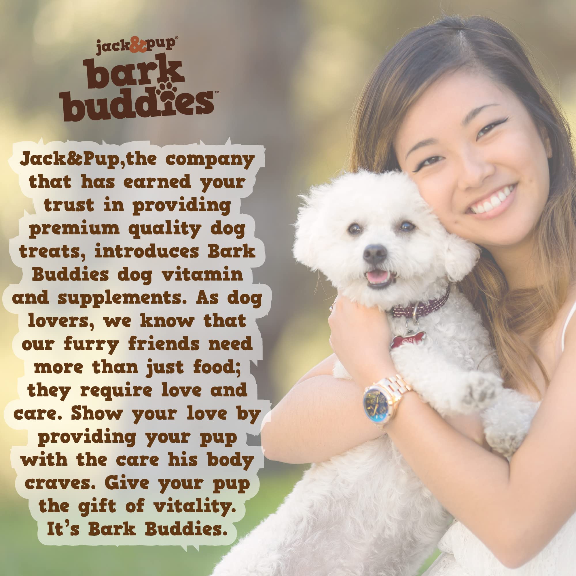 Jack&Pup 60ct bottle shown in use for a daily canine vitamin routine.