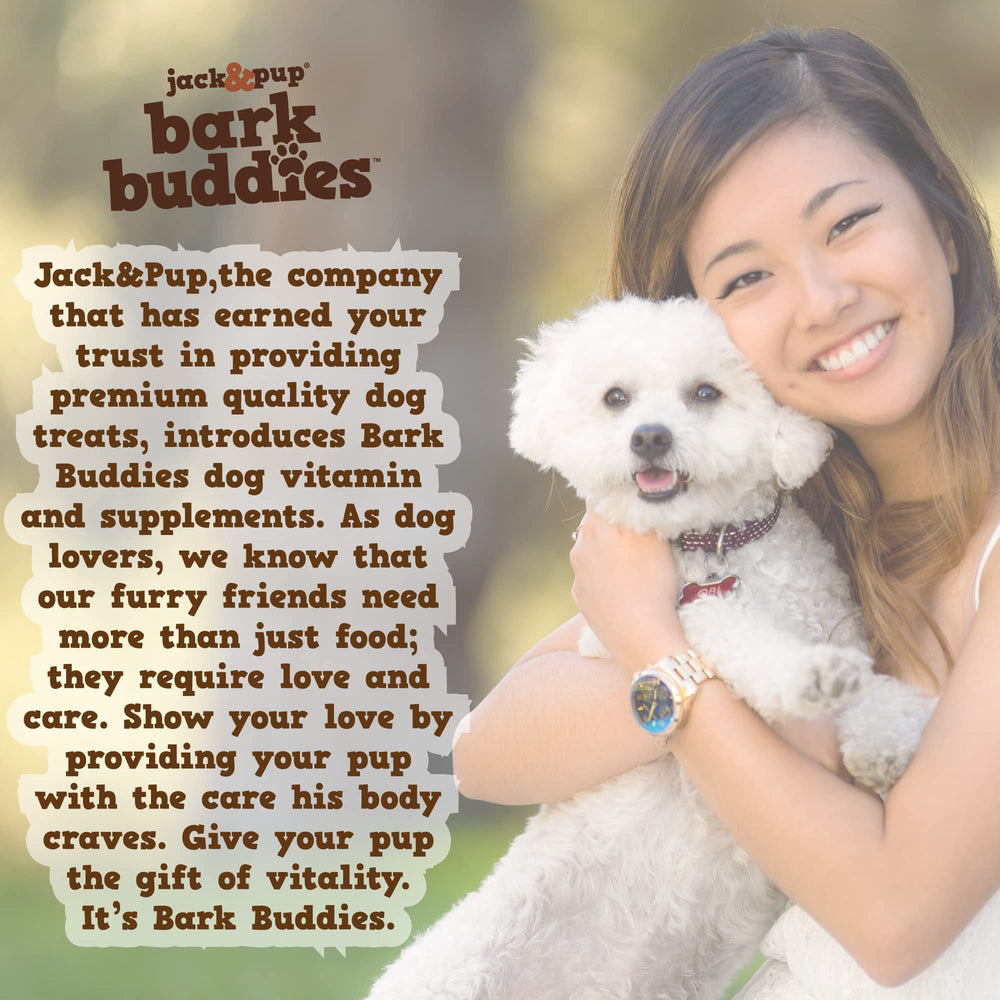 Jack&Pup 60ct bottle shown in use for a daily canine vitamin routine.