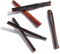 Jack&Pup skinny bully stick texture closeup—natural beef chew for healthy chewing