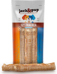 Jack&Pup beef trachea 12in pack packaging for all-natural training rewards.