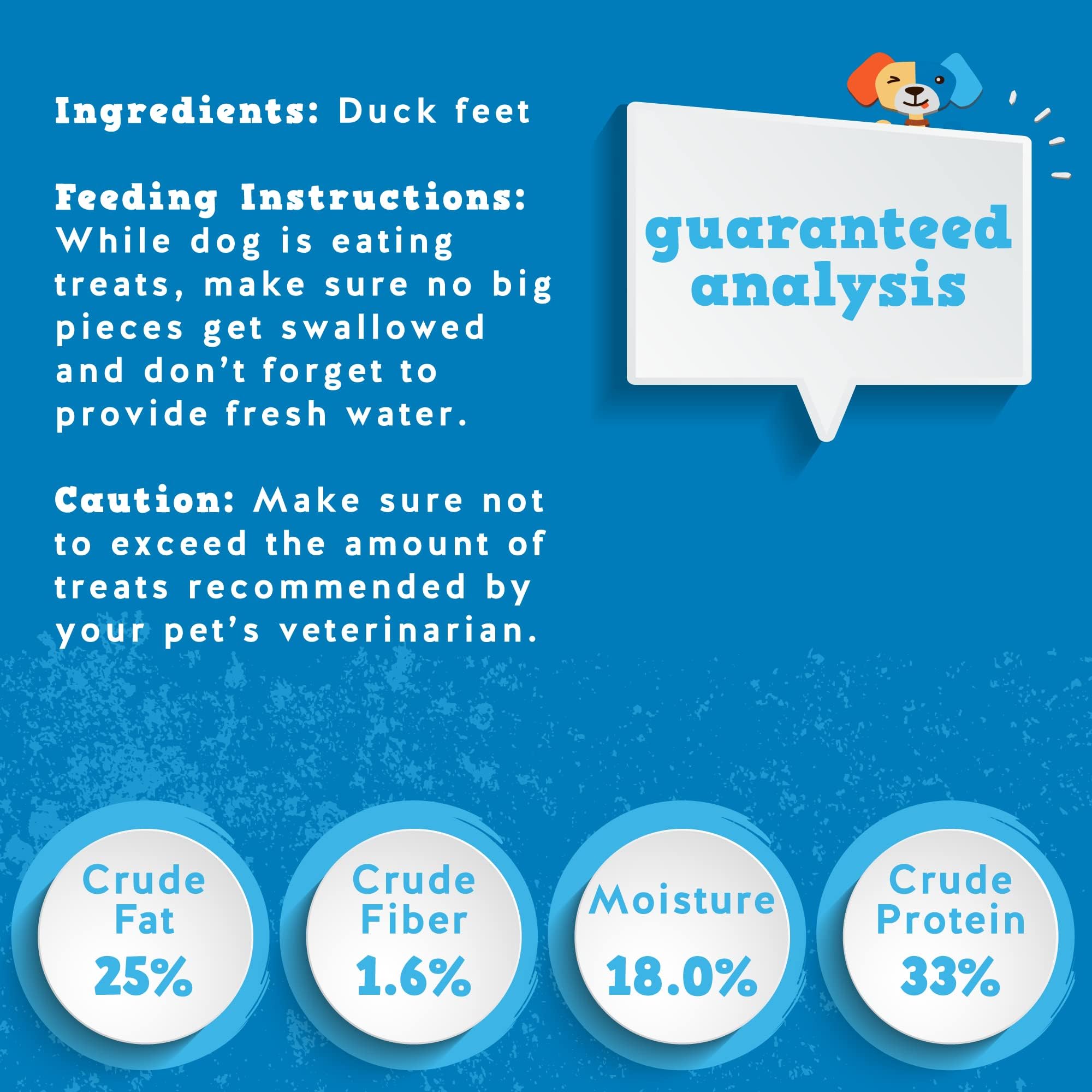 Jack&Pup duck feet bag display; simple ingredient, diet-friendly treat.
