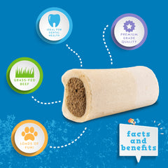 Jack&Pup bully stick filled bone close-up highlighting protein-rich chew