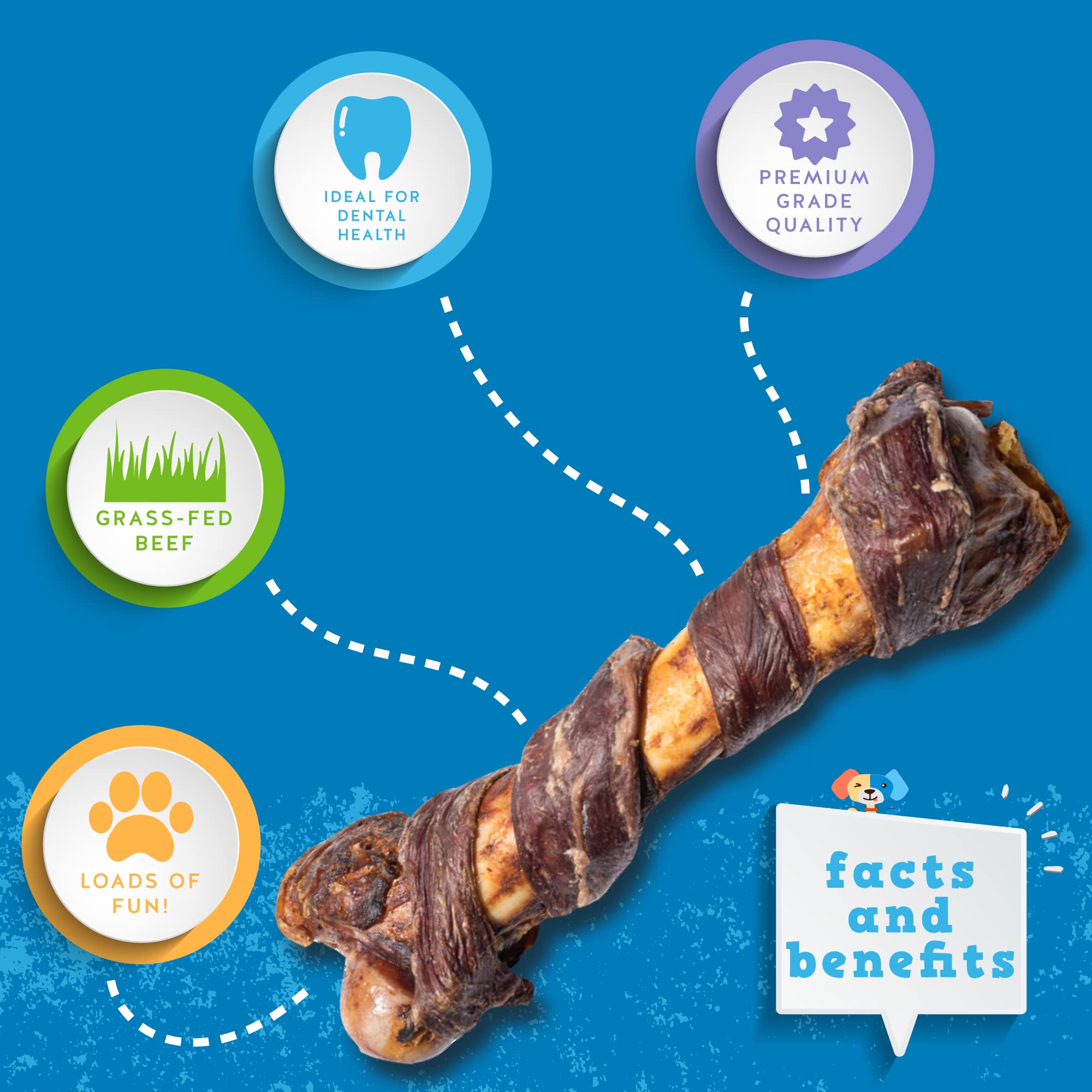 Jack&Pup gourmet-beef-twist dog bone—savory chew for added engagement.