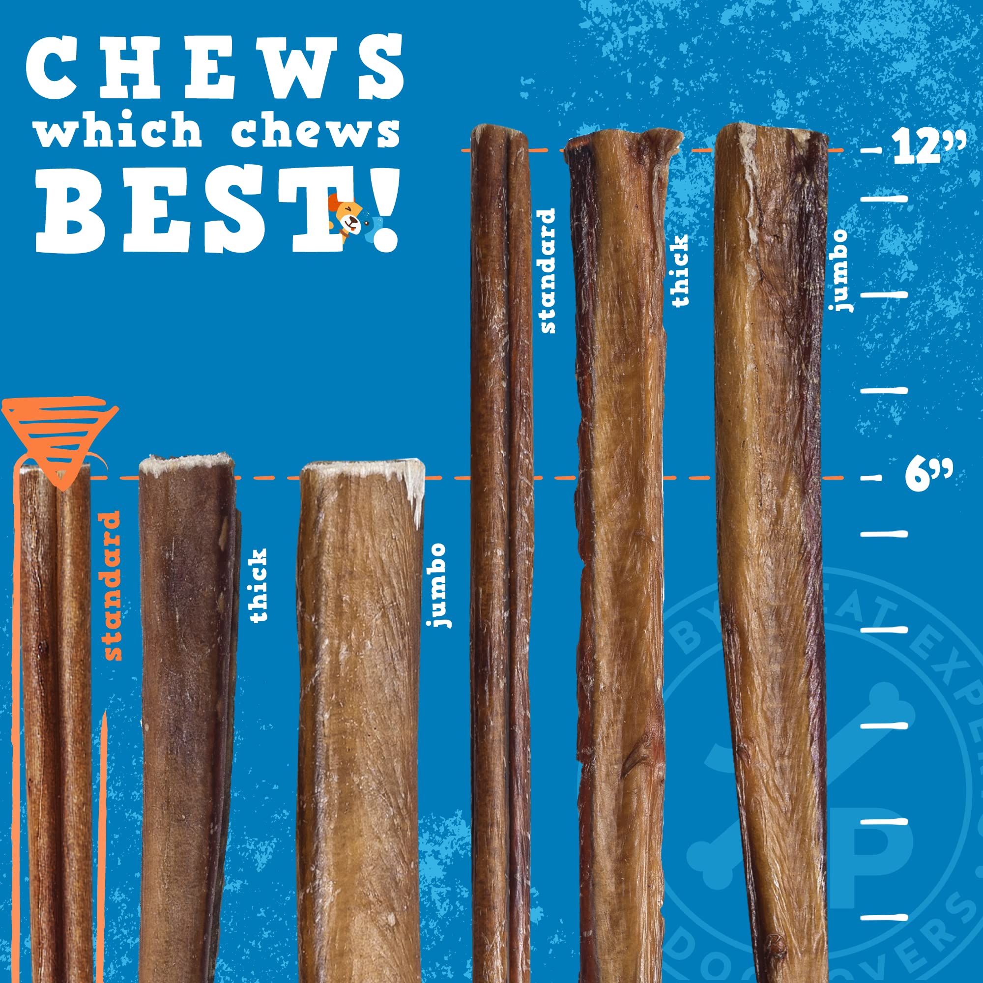 Jack&Pup odor-free bully stick close-up highlighting savory flavor for dogs