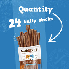 Close-up of Jack&Pup odor-free bully stick showing clean chew experience.