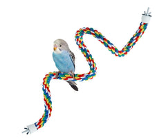 Jackrofe Bendable Climbing Bird Rope Perch with colorful cotton rope for parrot enrichment.