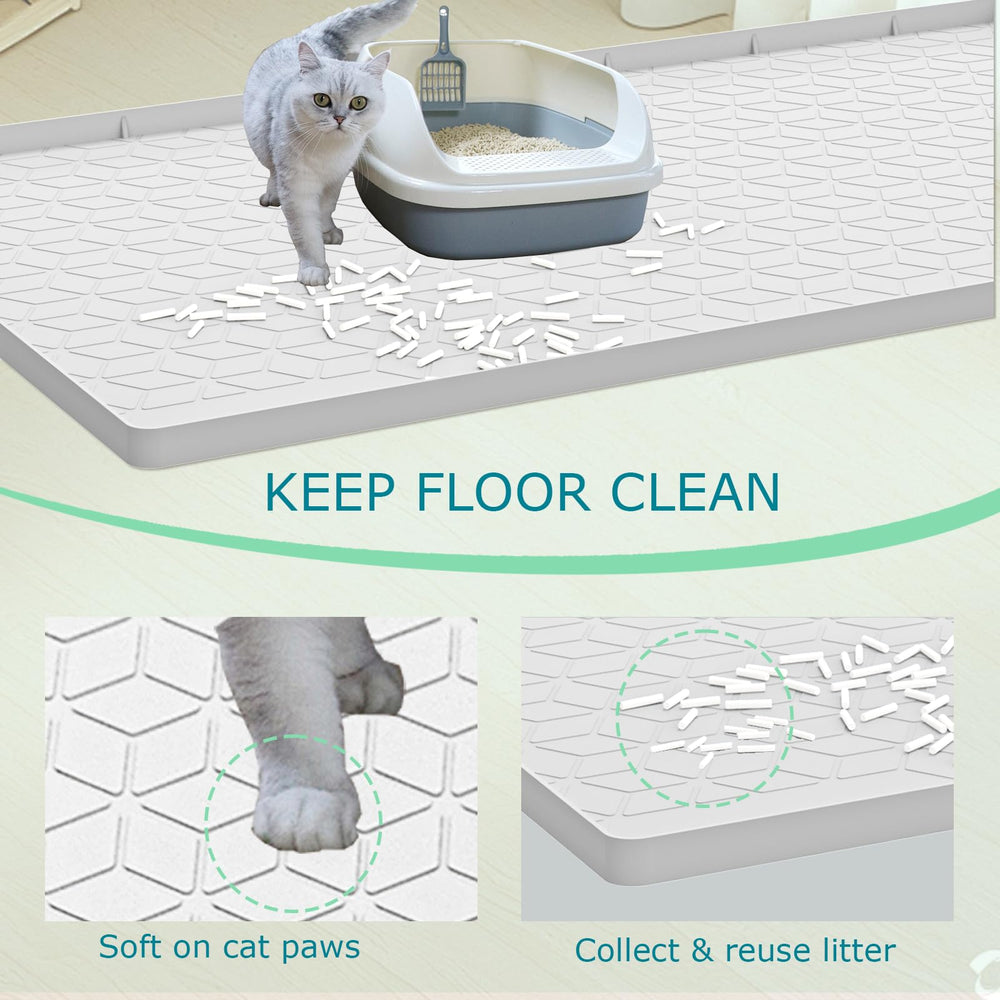 Jacooxi cat litter mat 34x22 light gray waterproof prevents spills and mess
